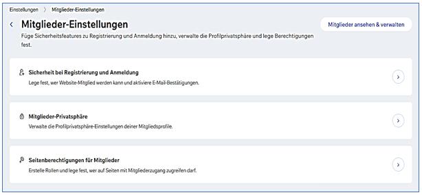 Mitglieder Einstellungen