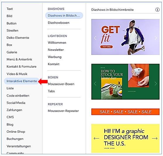 12 Elemente   Interaktive Elemente