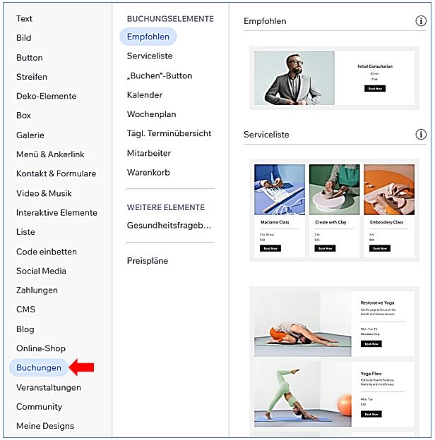 20 Elemente  Buchungen