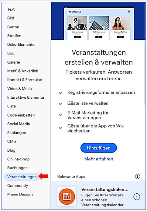 21 Elemente  Veranstaltungen