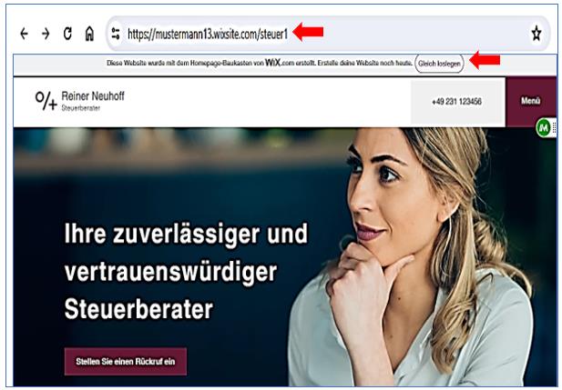 editor 18 rechte obere Zeile   Veröffentlichte Website