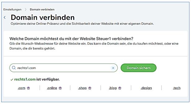 editor 23 linke 2. Zeile   Domain verbinden